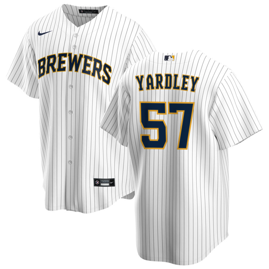 Nike Men #57 Eric Yardley Milwaukee Brewers Baseball Jerseys Sale-White